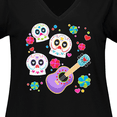 thumbnail image 4 of Inktastic Day of the Dead Owl Sugar Skulls and Guitar Women's Plus Size V-Neck T-Shirt, 4 of 5