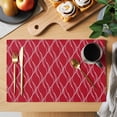 thumbnail image 2 of Red Stripes Line Placemats Set of 2, Country Abstract Art Waves Striped Classic Non-Slip Place Mats Washable Table Mats for Kitchen Dining Table Decorations Indoor/Outdoor, 2 of 9