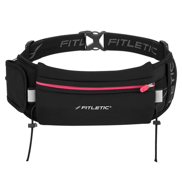 Cinturón de Running Fitletic Negro Rosado Patentado Ultimate II Race para Mujer