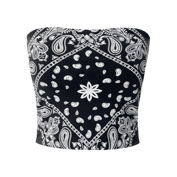 Made by Olivia Women's Causal Paisley Print Strapless Basic Tube Top