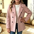 thumbnail image 6 of Girls Winter Coat Zaewscy Girls Double‑Breasted Wool Blend Coat Notched Lapel Long Sleeve Kids Casual Wool Outerwear Pink 130, 6 of 9