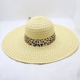 thumbnail image 4 of Lolmot Women Beach Hat Big Brim Straw Hat Sun Floppy Wide Brim Travel Hats Leopard Print Bowknot Summer Beach Cap Panama Hat Sun Protection Hat, 4 of 5