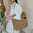 thumbnail image 6 of Casual Straw Woven Handbag s Purse Handmade Weaving Top Handle Shoulder, 6 of 8