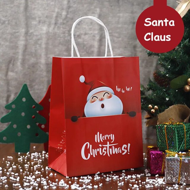 Bolsas de regalo de papel Kraft para Navidad, 5 piezas, decoraciones para el hogar, adornos navideños, Año Nuevo 2023