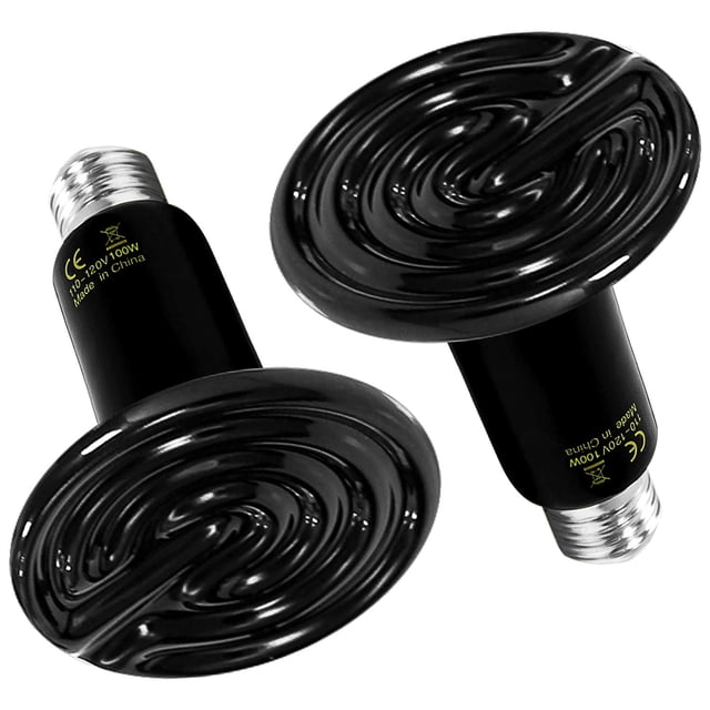Emisor de calor cerámico de 100 W, paquete de 2 lámparas de calor para reptiles Simple De