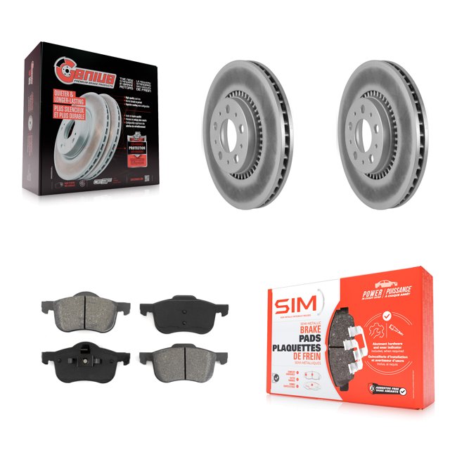 Transit Auto Front Coated Disc Brake Rotors and Semi-Metallic Pads Kit for Car Volvo S60 XC70 V70 S80 KGS-100251