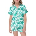 thumbnail image 1 of 2025 Ensembles et Ensembles pour Filles Ensembles 2 Pcs Pyjamas pour Enfants Graphique Mignon Tenues d'Automne pour Ados Imprimé Manches Courtes à Boutons Tenues pour Ados Chemise Shorts Pyjama, 1 of 4