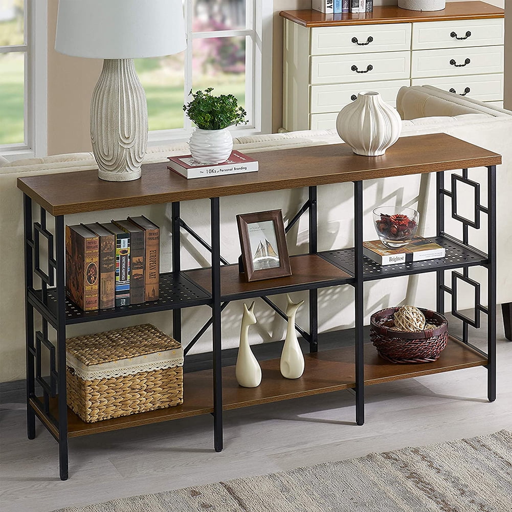 Daciye 3 Tier Console Sofa Table Industrial Vintage 60 Inch Long Entryway Table With Open Storage Shelf Fo Walmartcom Walmartcom