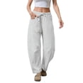 thumbnail image 2 of PUWEI Women's Barrel Leg Sweatpants High Waist Wide Leg Joggers Soft Lounge Pants with Pockets, 2 of 7