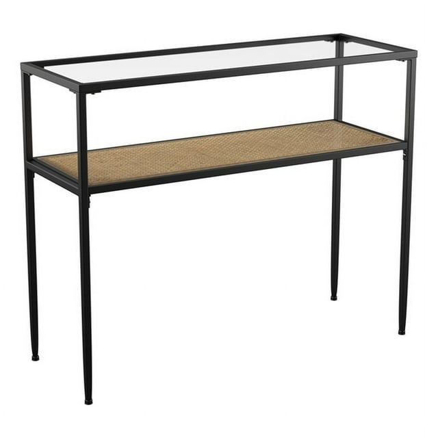 SEI Meubles Table Console en Bois avec Plateau en Verre en Noir
