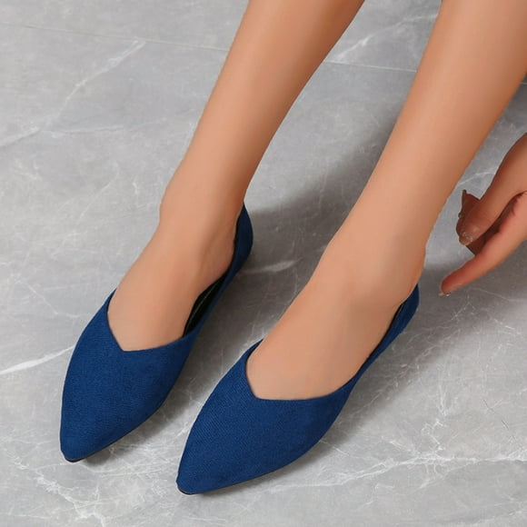 Bmisegm Ladies Fashion Solid Color Suede Pointed Toe Casual Shoes Shallow Flat ShoesCasual Shoes for Women Blue 40