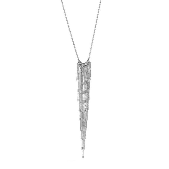 Sterling Silver Hanging Tassel Necklace, 17"