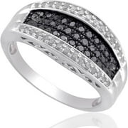 Forever Bride 1/2 Carat T.W. Black and White Diamond Sterling Silver Wedding Band