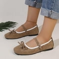 thumbnail image 4 of KIJBLAE Women's Color Block Trim Bow Knot Flats, Retro Low Cut Slip On Lazy Daily Casual Flat Shoes Khaki 36, 4 of 9