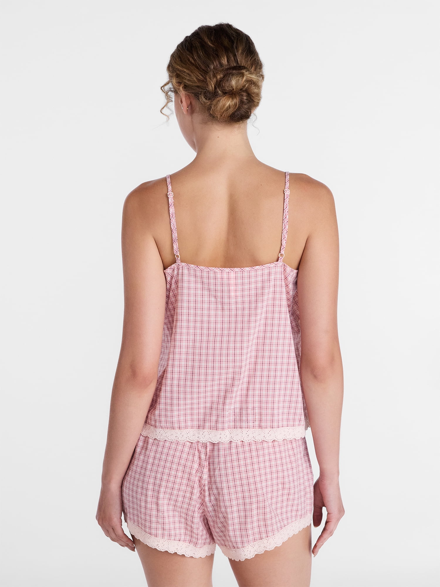Joyspun Women's Sleep Cami and Shorts Set with Lace Trim, Sizes XS-3X