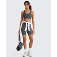 thumbnail image 6 of G4Free Ribbed Crewneck Sports Bras Padded for Women - Racerback Crop Tank Tops Workout Yoga Medium Impact, 6 of 7