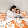 thumbnail image 4 of Erosebridal Tropical Blossoms Queen Comforter Set for Girls, Orange White Bedding Comforter Set, Reversible, 3pcs, 4 of 6