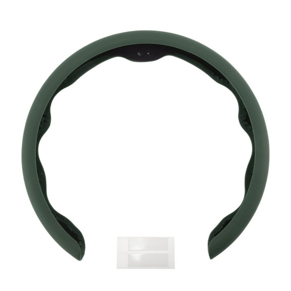 PU Artificial Leather Steering Wheel Cover ABS Car Steering Wheel Protector Dark Green 1Pc