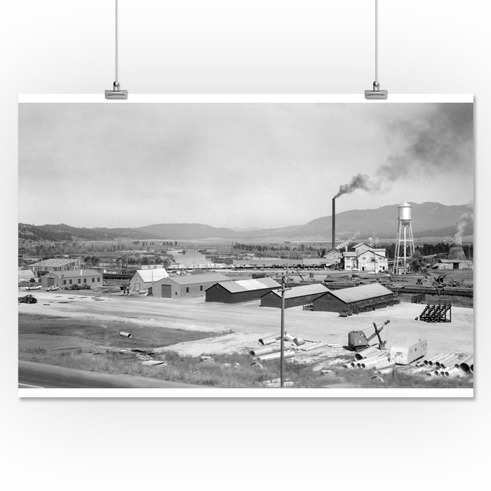 Cascade, Idaho Aerial View of Lumber Mill (16x24 Giclee Gallery Print