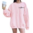 thumbnail image 5 of Baqcunre Women's Sweaters Women's Long Sleeved Letter Powherful Print Long Sleeved Sweater Crewneck Sweatshirts Fall Outfits Women Trendy Pink XL, 5 of 7