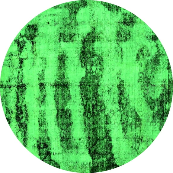 Ahgly Company Indoor Round Abstract Green Modern Area Rugs, 3' Round
