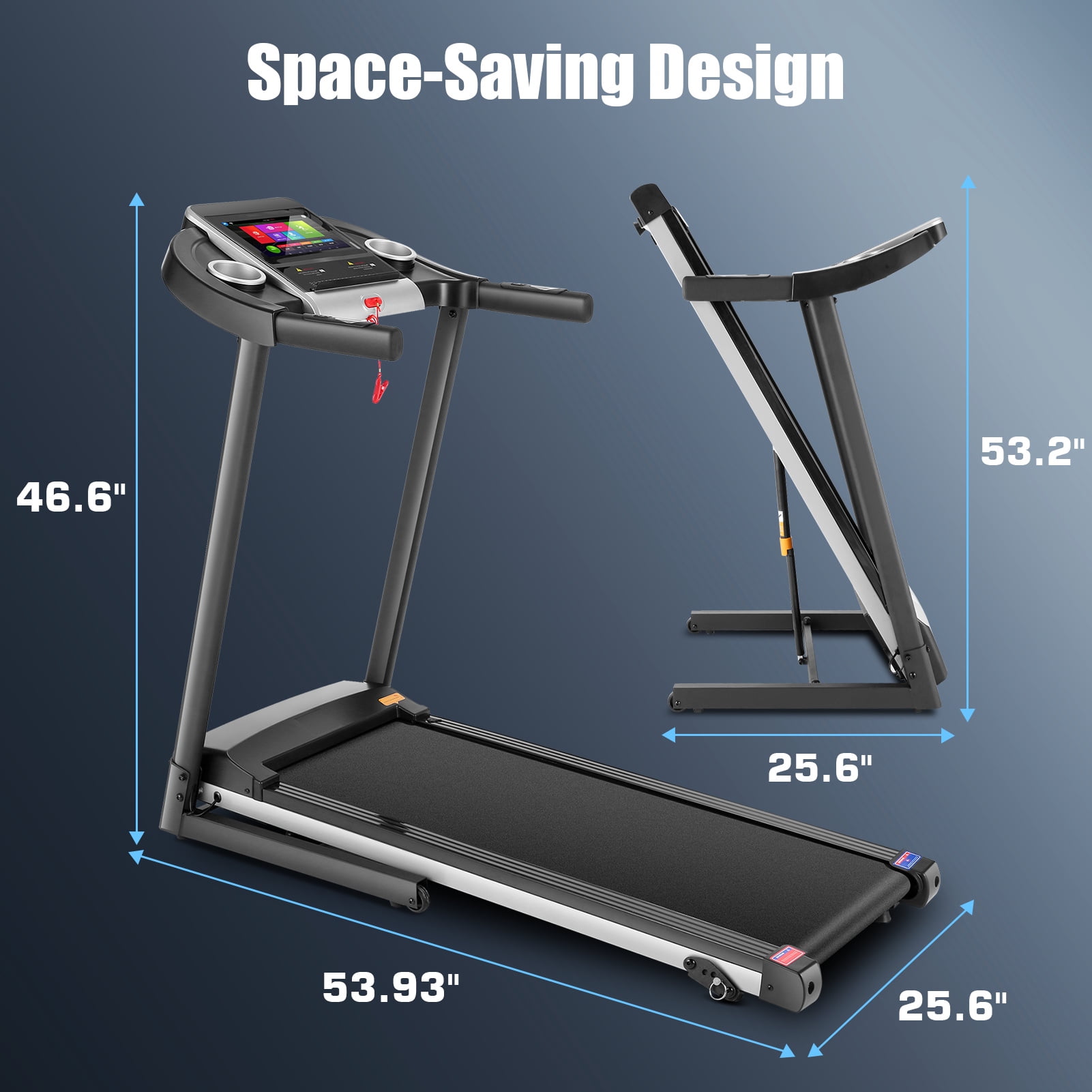 Simpfree Treadmill with 10" HD TV Movie Touchscreen and 3D Virtual Sports Scene, 0.5-9.0 mph/h & 3.5HP Electric Treadmill with Incline for Home（Black）