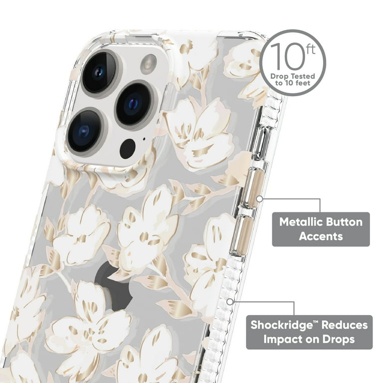 onn. White Whisp Floral Phone Case for iPhone 14 Pro Max