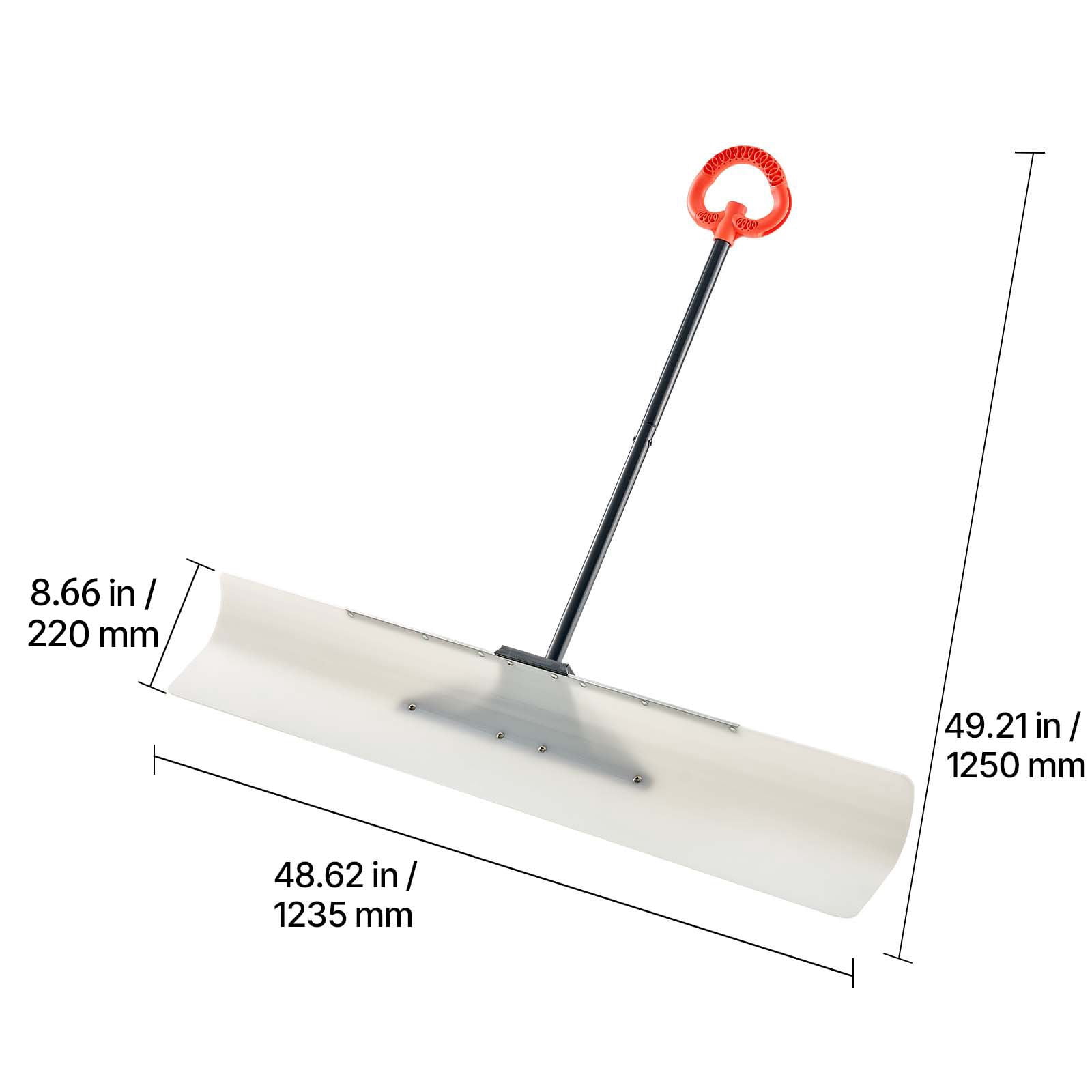 48" Snow Pusher Shovel with Metal Edge, HDPE Blade, Anti-Slip Grip, Segmented Handle, for Driveway Deck Stairs Winter Snow Removal
