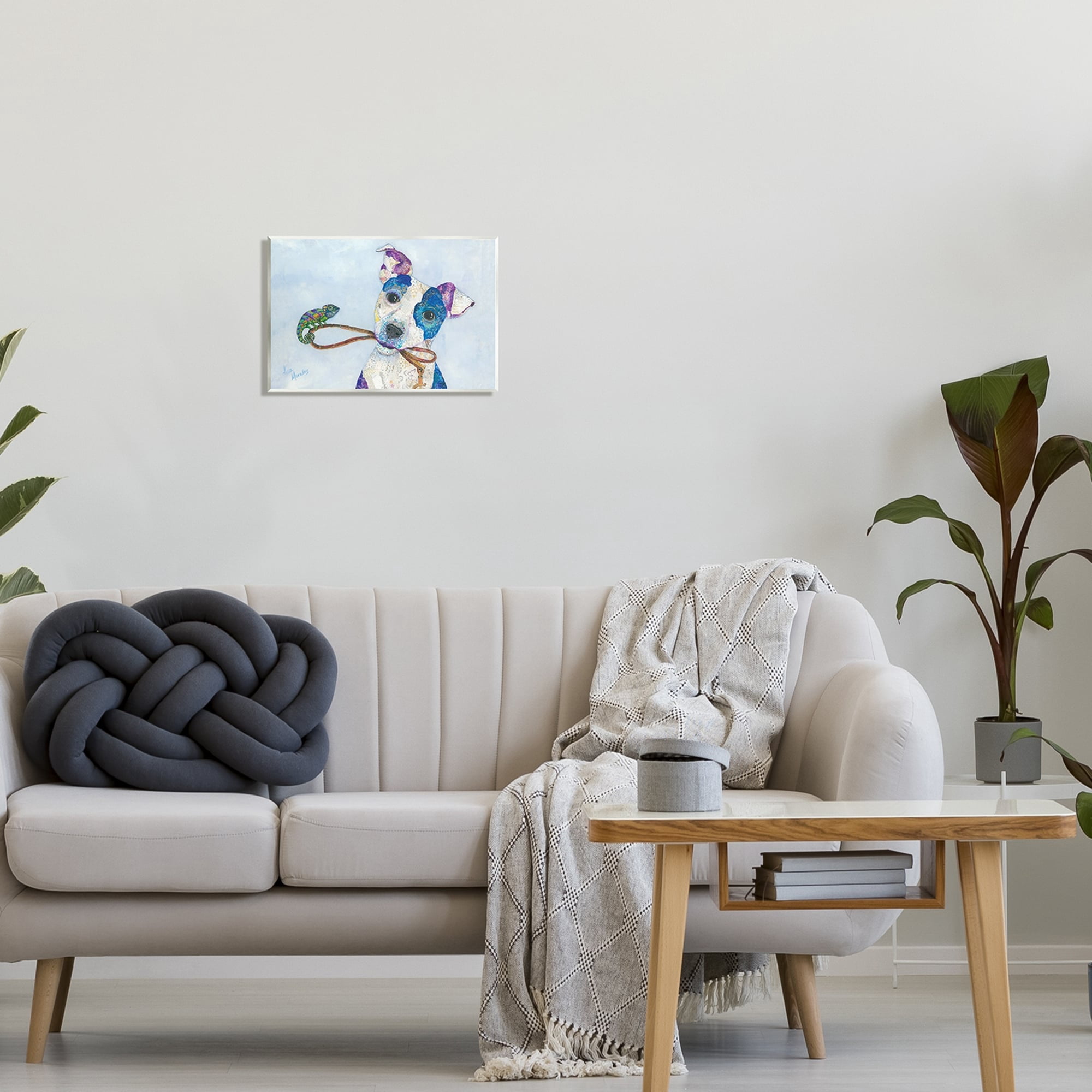 Stupell Industries Jack & Chameleon Smiling Dog Portrait Collage Painting Unframed Art Print Wall Art, Design by Lisa Morales