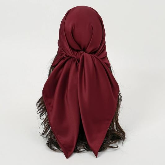 PBPBOX Satin Square Scarf Dark Red 1Pcs Lightweight Turban Accessories for Women Various Occasions