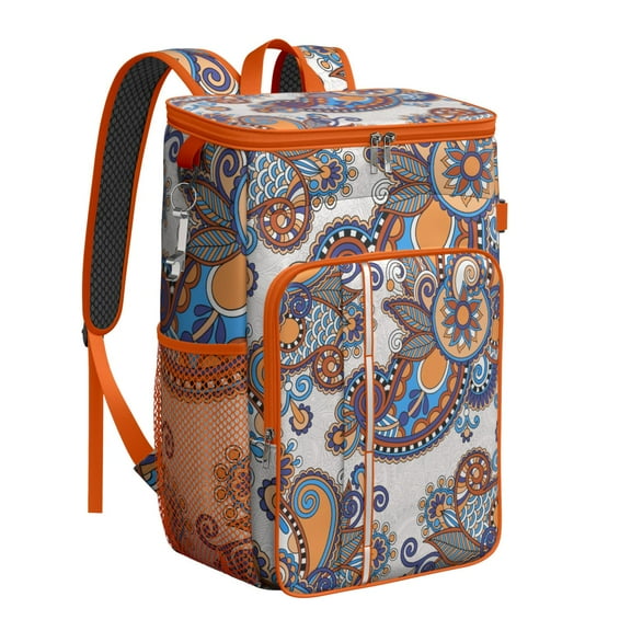 Abstract Paisley Print Insulated Cooler Backpack, Waterproof & Leak-Proof, Ideal for Travel, Beach Days, and Lunch, Boho Style with Comfort and Durability