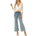 thumbnail image 2 of INSPIRE CHIC Women's Casual V Neck Twist Front Hollow Out Sweater Long Sleeve Knit Crop Top, 2 of 5