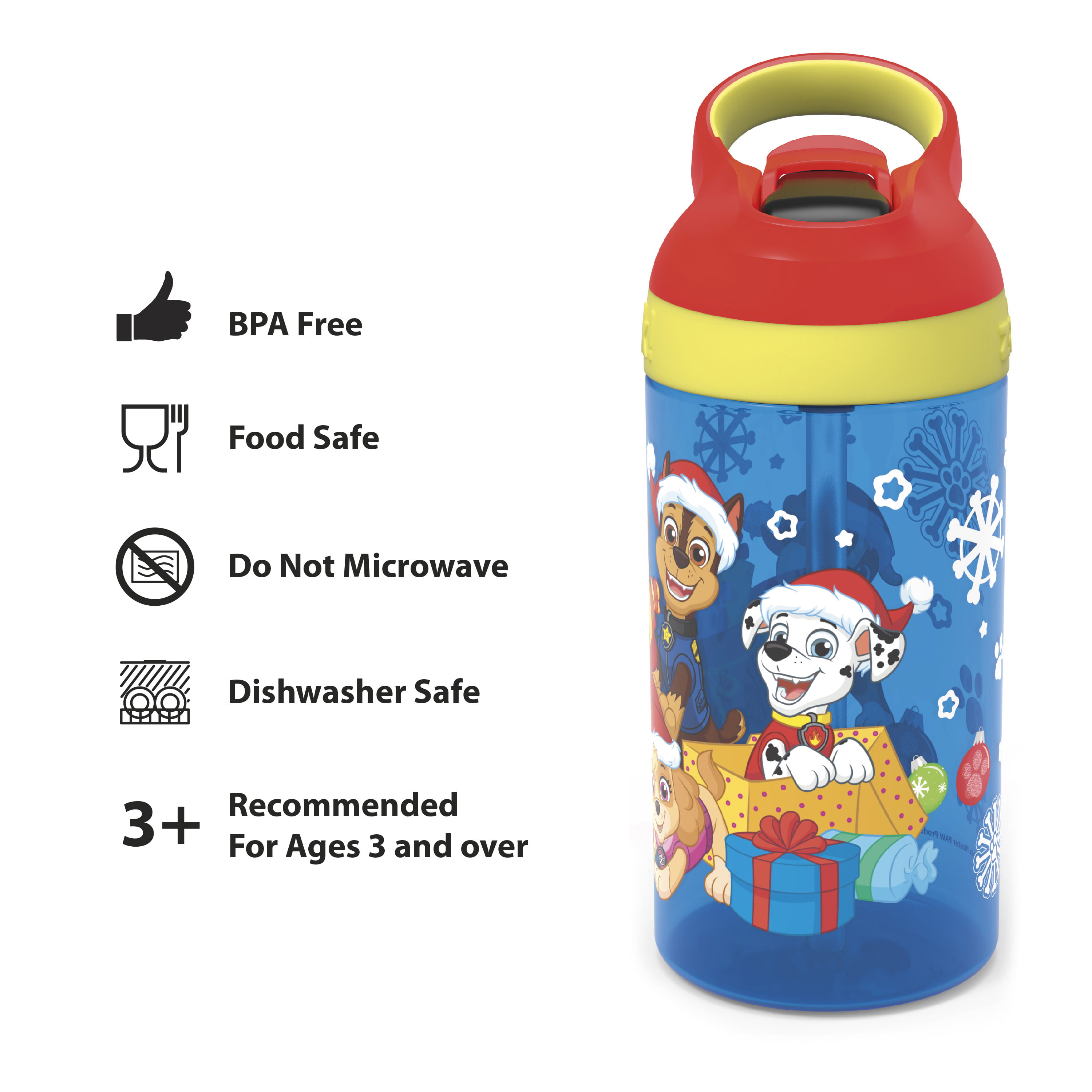 Zak Designs Paw Patrol Skye - Stainless Steel Water Bottle with One Hand  Operation Action Lid and Built-in Carrying Loop, Straw Spout is Perfect for