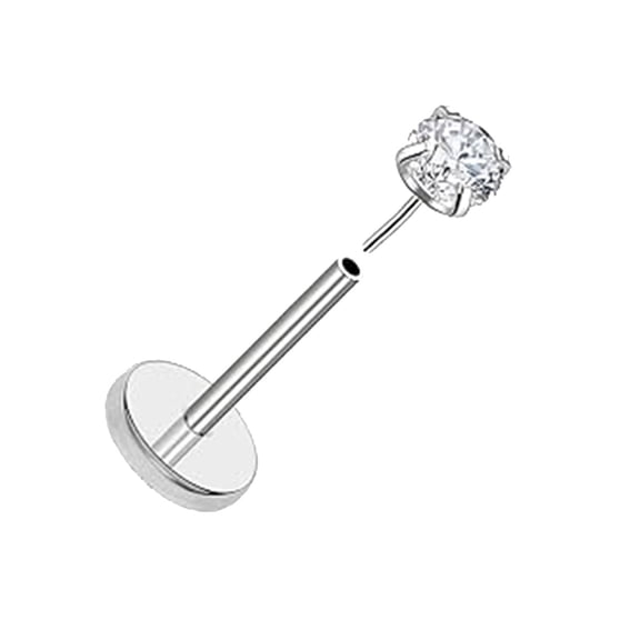 Earrings for Puncture Jewelry - Flat Back Non Threaded Push In Earrings for Nose Lip Cartilage Piercings Male and Female