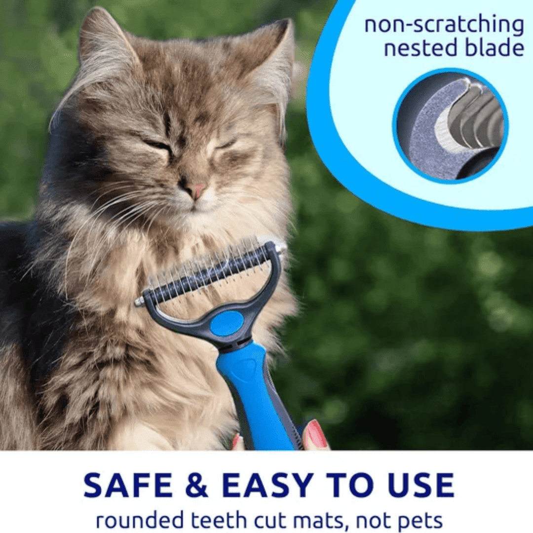 Dual-Sided Pet Grooming Brush, 9/17 Teeth Dematting Deshedding Comb, Rounded Safe Teeth with Non-Slip Handle, Grooming Tool for Dogs, Cats and Horses