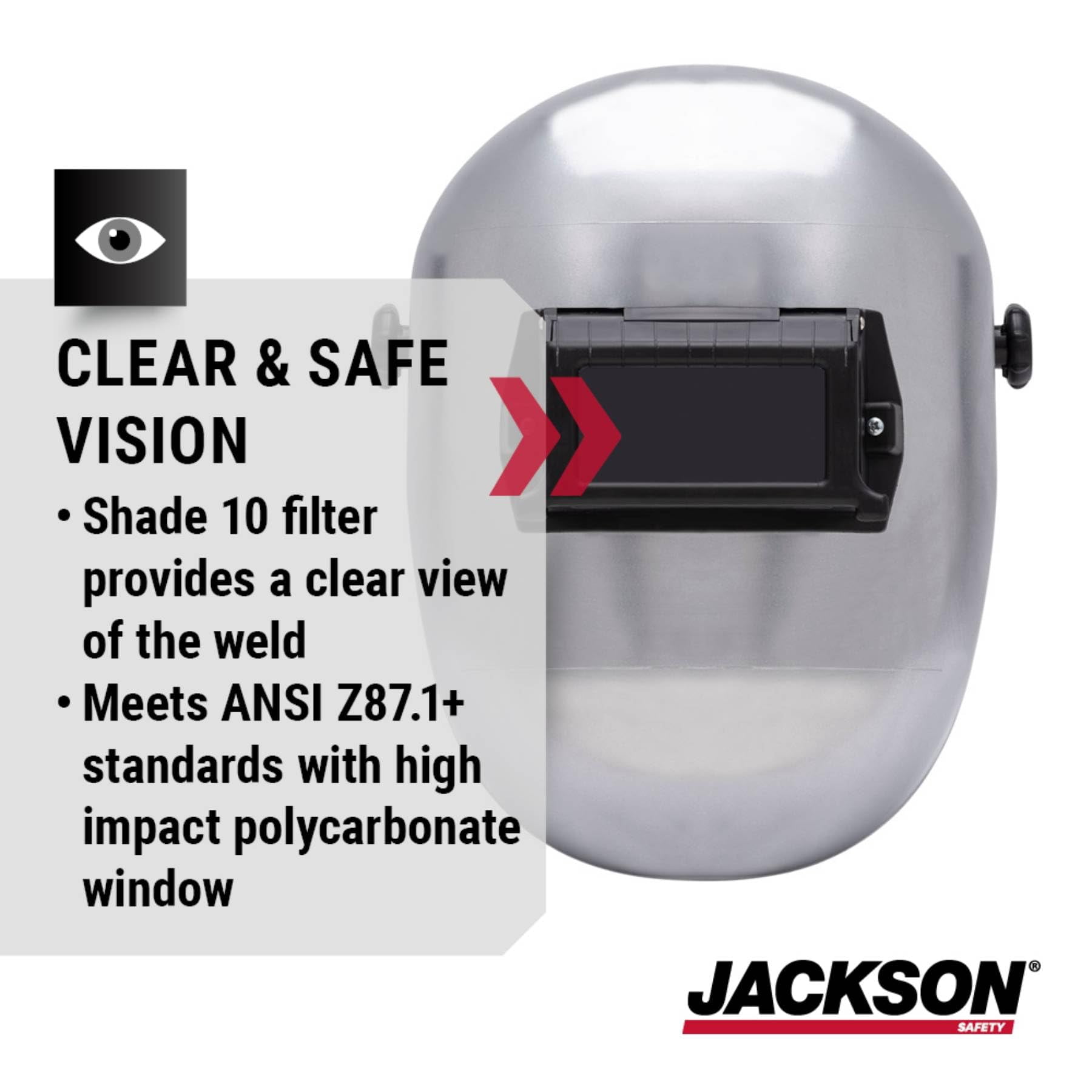 Flip Front Pipeline Welding Helmet Shade 10, Spark Resistant Nylon Construction, Easy Fit Headgear for Overhead Work, Silver