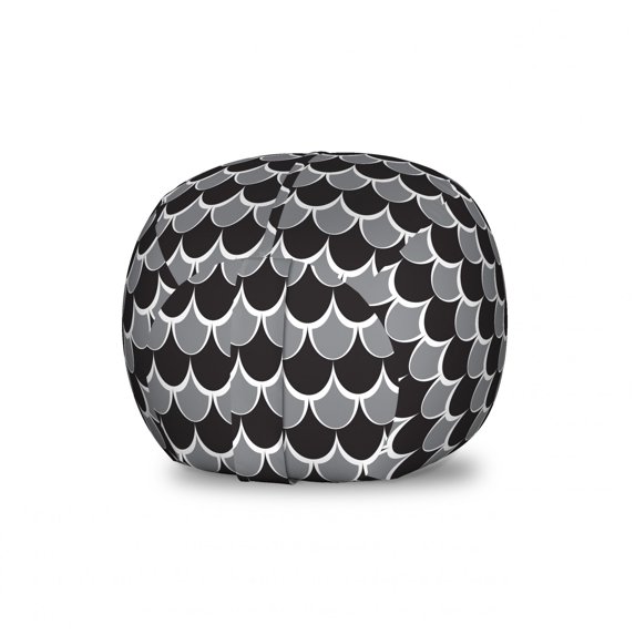 Abstract Storage Toy Bag Chair, Geometric Upside down Half Circles Pattern in Various Tones Ellipses, Stuffed Animal Organizer Washable Bag, Large Size, Grey Black and White, by Ambesonne