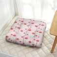 thumbnail image 3 of Flowers & Strawberry Floor Pillow&nbsp;– 22x22 Inch Square Cushion, Dutch Velvet, Kawaii Red Berry Design for Yoga, Tatami & Lounge, 3 of 6