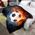 thumbnail image 5 of Soccer Blankets for Boys Game Blanket Footballs Black Throws for Winter All Seasons Bedding Couch Sofa Bed Office for Teens Gift, 5 of 6