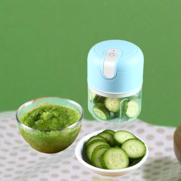 Pressas de ajo de ajo eléctrico de 250 ml Masher de alimentos de licuadora portátil recargable para cebolla de pimienta fruta de carne de vegetales azul