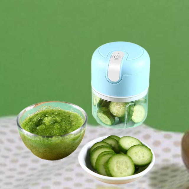 Pressas de ajo de ajo eléctrico de 250 ml Masher de alimentos de licuadora portátil recargable para cebolla de pimienta fruta de carne de vegetales azul