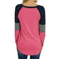 thumbnail image 5 of SWQZVT Long Sleeve Shirts for Women Fall Tops Casual Tunic Tops Striped Tops Color Block Shirts for Women Crewneck Tshirts Raglan Sleeve Pink Tees Pullover Sweatshirts Plus Size XXL, 5 of 5