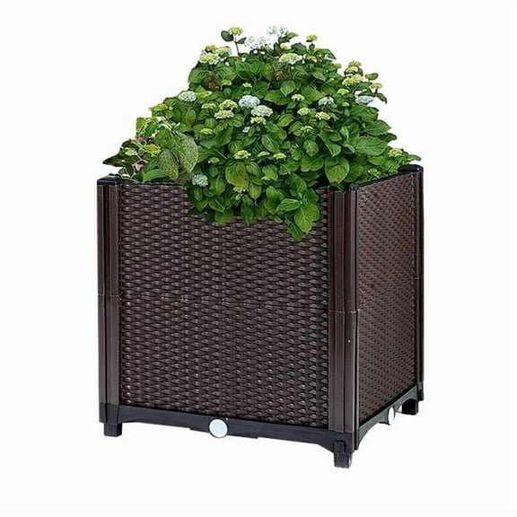 (Weiyi-EC)--Raised Garden Bed With Self-watering System Rectangle Garden Planter For Garden Patio Balcony Elevated Planter Box For Flowers Vegetables Herbs.--(gf2t)
