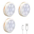 thumbnail image 2 of 3pcs Night Lamp 6 LED Intelligent Sensor Body Induction USB Rechargeable Corridor Bedside Light Sleep Lamp for Baby Room Bedroom Living Room, 2 of 9