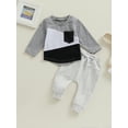 thumbnail image 2 of GXFC Toddler Boys Fall Tracksuit Outfits Set Clothes 6M 1T 2T 3T Kids Boys Long Sleeve Contrast Color Sweatshirt and Elastic Waistband Sweatpants 2 Piece Casual Autumn Clothing for Children Boys, 2 of 8