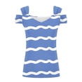 thumbnail image 4 of Camisas de Manga Corta para las Mujeres, Cuello en V Plegable de Impresión Del Hombro Top Casual Hecho de Poliéster Cómodo para el Verano, Tops de Bikini para las Mujeres, 4 of 9