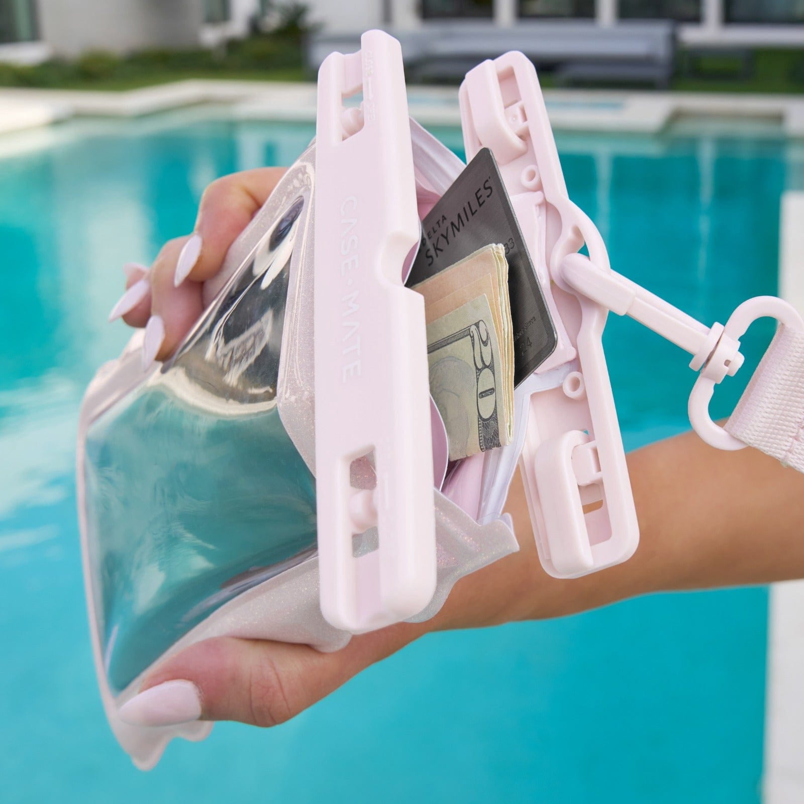 Case-Mate Wavy Waterproof Floating Pouch - Ballet Pink Twinkle