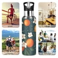 thumbnail image 7 of Yayeee 20oz Insulated Water Bottle Double Wall Stainless Steel with Flip Straw Lid, Blue Floral Oranges, 7 of 7