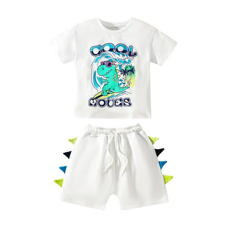 

Zlekejiko Toddler Boys Short Sleeve Cartoon Dinosaur Prints T Shirt Tops Shorts Child Kids Outfits Boys Bow Tie Outfit Warm Outfits for Toddler Boys