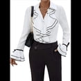 thumbnail image 2 of Camisa Informal con Mangas Acampanadas y Volantes de Color Liso para Mujer, y Otoño 2025 XL, 2 of 7
